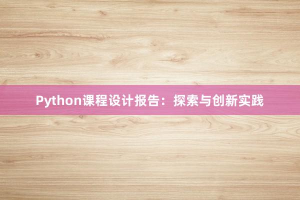 Python课程设计报告：探索与创新实践